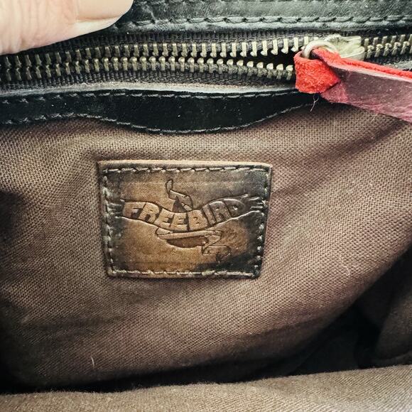 Freebird by Steven Brett Leather Backpack Croco-Embossed Drawstring - Picture 8 of 8